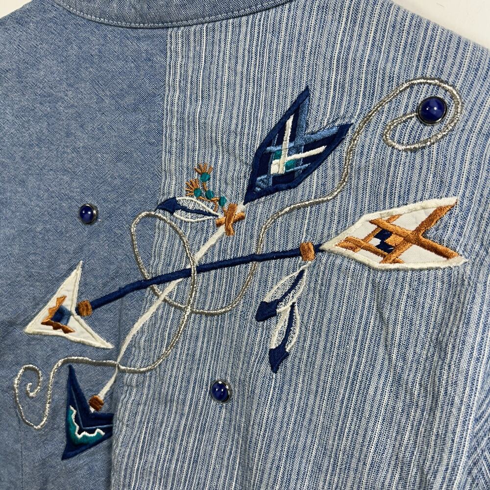 Vintage Western 1849 Authentic Ranchwear Shirt M Arrow Feather Stud Detail USA - Picture 3 of 10